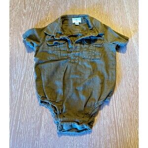 Banana Republic Baby Green Solid Short Sleeve Bodysuit 12-18 Months